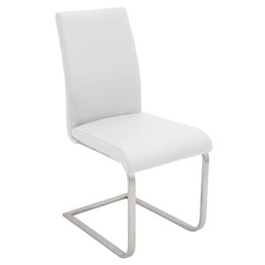 Juego de 2 sillas de comedor Foster contemporáneas de acero inoxidable y piel sintética blanca - Product Image 2