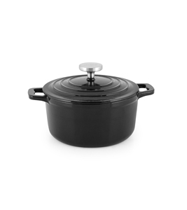 Casserole en fonte avec couvercle, revêtement émaillé durable multicouche, distribution uniforme de la chaleur, compatible four et induction - Product Image 1