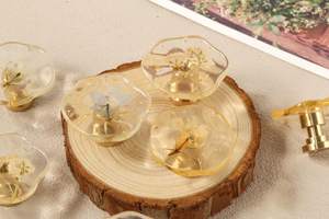 Perillas de resina con flores azules, perillas redondas transparentes con flores secas, perillas únicas decorativas para armarios, perillas de latón con hojas. - Product Image 2