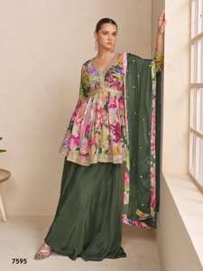 Traje Salwar Kameez Chinon de Talla Única con Bordado, Estilo Moderno para Fiestas, Bodas, Diwali y Eventos de Gala - Product Image 4