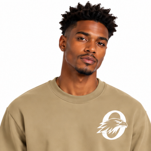Sudadera Beige Caqui para Hombre, Cuello Redondo, Manga Larga, Estilo Casual, Forro Polar, con Logotipo Personalizado, Ropa Deportiva de Invierno, Venta al Por Mayor - Product Image 3