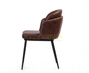 Silla de Comedor Moderna de Metal con Respaldo Sólido, Diseño Confortable, Acabado Marrón para Muebles de Comedor - Product Image 3