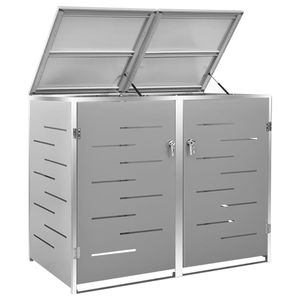 Stainless Steel <b>Double</b> Wheelie <b>Bin</b> Shed 54.3\"x30.5\"x45.5\" for Efficient Storage Solution - Product Image 6