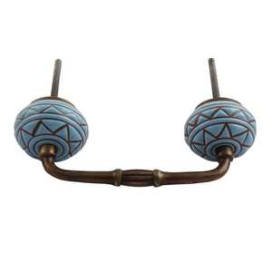 Poignée d'armoire en vrac fait à la main bleu en céramique marron motif pont en gros poignées de commode Lot Vintage tiroir armoire porte tirer - Product Image 3