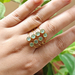 New arrival hydro quartz chalcedony onyx gemstone <b>adjustable</b> <b>ring</b> solid brass 18k gold plated bohemia style fashion jewelry <b>ring</b> - Product Image 3