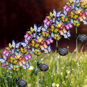 "4pc Solar Butterfly <b>Lights</b> 160 <b>LED</b> Warm White for Gardens & Yards Mother's Day Gift" - Product Image 1