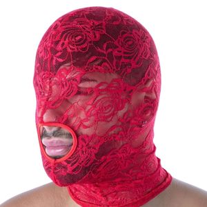 Masque facial en cuir rouge pour homme, style fétiche, avec ouverture pour la bouche, design audacieux, pour clubbing - Product Image 5