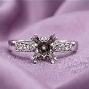 Kongkong แหวนหมั้นเพชรกึ่งเมาต์สำหรับผู้หญิง18K แข็งสีขาวทองธรรมชาติ - Product Image 1