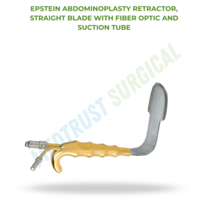 Retractor de Abdominoplastia Epstein con Hoja Recta, Fibra Óptica y Tubo de Succión, Instrumento Quirúrgico - Product Image 2