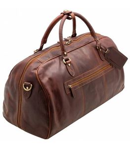 Leather Weekender Duffle Bag Unisex <b>Soft</b> Handle Zipper Closure 36–55L Durable Travel Bag Panelled Design - Product Image 2
