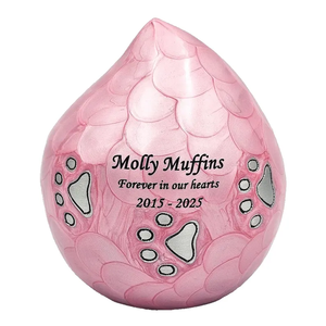 Pink Pet <b>Urn</b> Memorial Cremation Keepsake <b>Urn</b> Paw Print Ashes Holder Custom Engraved for Dogs <b>Cats</b> - Product Image 1