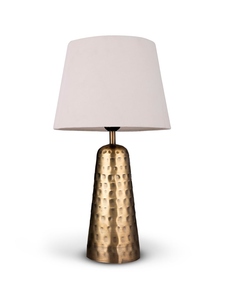 New Design Hammered Aluminum Modern Antique Table Lamp with USB Powered Customizable Color Fabric Shade for Bedside Nightstand - Product Image 1