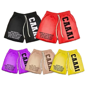 Pantalones Cortos de Felpa de Algodón Vintage Estilo Streetwear Personalizados con Lavado Ácido y Efecto Desgastado por el Sol, Estampados, para Niños Pequeños, Niños, Hombres y Mujeres - Product Image 6