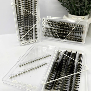 ขนตาปลอมแบบพัดสำเร็จรูป Ultra Speed สีน้ำตาลเข้มดำ 4D C D M Curl ฐานแหลม สีดำ ขนาด 0.05 มม. สำหรับต่อขนตาแบบวอลลุ่ม - Product Image 1