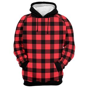 Sweat-shirt à capuche zippé à carreaux pour homme, imprimé par sublimation, en polyester tricoté, style streetwear automne, manches classiques - Product Image 5