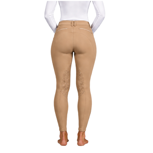 Culotte d'équitation professionnelle pour femme, beige nude, taille haute, extensible, avec grip en silicone et assise intégrale - Product Image 2