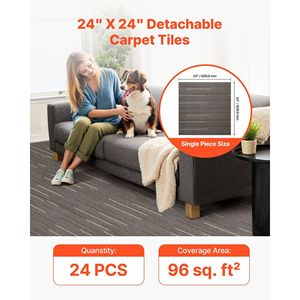 24 Pezzi di Piastrelle Modulari per Pavimenti Commerciali 24x24 Pollici, Tappeto Morbido Imbottito Senza Cuciture, Riutilizzabile, 96 Piedi Quadrati/Pezzo - Product Image 2