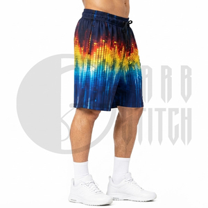 Shorts de sport pour homme, impression par sublimation, séchage rapide, en mesh, style Bermuda, avec poches et cordon de serrage - Product Image 4