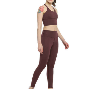 Ladies Yoga Outfit Seamless <b>Crop</b> <b>Top</b> & High Waist Shorts Moisture Wicking Fabric for Running Stretching Yoga 2-Piece Set - Product Image 2