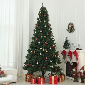 Albero di Natale Artificiale Verde da 210 cm con 2132 Punte di Rami, Apertura Automatica e Base in Acciaio - Materiale PE PVC Decorato per Centri Commerciali - Product Image 2