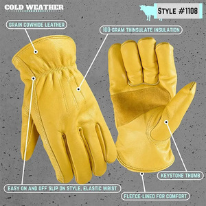 Safety Winter Genuine <b>Leather</b> <b>Gloves</b> <b>Fur</b> <b>Lined</b> Thermal Wrist Length Eco-Friendly Anti-Heat Breathable Daily Use for Gardening - Product Image 6
