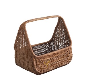 Rustic Flower Arrangement Hamper Shallow <b>Rectangular</b> Triangular Side Rattan Picnic <b>Basket</b> with Fixed Top Handle Garden Gathering - Product Image 3