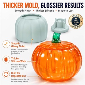 Molde de silicona grande con forma de calabaza y tapa para resina epoxi, ideal para Halloween, molde de fundición de resina, molde DIY para joyería y contenedor de almacenamiento de abalorios. - Product Image 5