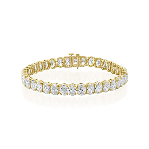 lab grown oval diamond tennis bracelet 14k yellow gold link chain luxury sparkling gemstone fine wristwear <b>gift</b> for women - Product Image 4