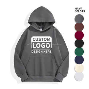 Sudaderas con capucha de gran tamaño para hombre, sudaderas con logotipo personalizado de peso pesado 100% algodón francés, jersey liso, ropa de calle, estilo Joggers sin cuerdas - Product Image 2