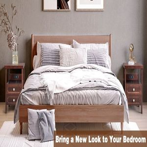 2 Drawer Wood Nightstand End Side Table for Bedroom & Living Room - Product Image 5