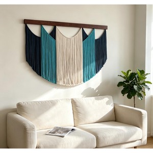 High Standard Macrame Wall <b>Hanging</b> Natural Beige <b>White</b> Fringe Decor Living Room Art Piece Single-Piece Package - Product Image 1