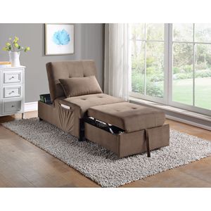 1pc <b>Brown</b> Velvet Tufted Modern Lift Top Storage Bench Solid Wood <b>Sofa</b> <b>Bed</b> with Pull Out Feature Home Furniture - Product Image 1