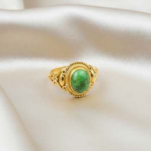 Anillo Vintage Ovalado de Cobre Verde Turquesa y Plata 925 para Mujer y Hombre, Joyería Boho Hecha a Mano, Anillo Unisex Chapado en Oro Rosa y Oro Amarillo - Product Image 4