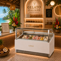 Armoire à glaces italienne CE Hasgen 304SS avec refroidissement par ventilateur, vitre anti-buée automatique et porte coulissante -18°C ° Vitrine de présentation de glaces C Gelato