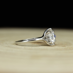 Lady's Fashion 925 Sterling Silver Gold Plated Prong Setting Moissanite 1ct 2ct Engagement Ring - Product Image 3