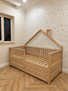 House Shape Kids Bed Wooden Toddler Bed With Railens and Storage <b>Drawer</b> Custom Color for <b>Nursery</b> Room - Product Image 3