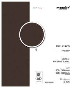 Azulejo de porcelana pulido y mate en tonos marrón oscuro y negro, azulejo de porcelana de cuerpo completo para pared y suelo, 800 x 2400 mm, 800 x 3000 mm, 15 mm - Product Image 1