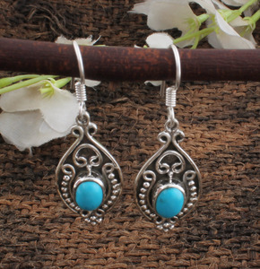 Pendientes de Turquesa Natural en Plata de Ley 925, Joyería de Piedras Preciosas Genuinas al por Mayor, para Mujer, Boda, Lujo - Product Image 4