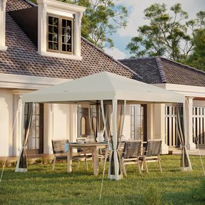 Outdoor 10 X 10 Beige <b>Canopy</b> Pop-Up <b>Tent</b> with 4 Mesh Sidewalls Instant Setup for Party Events - Product Image 2