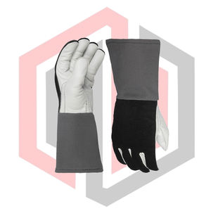 Gants de soudage gris en cuir fendu respirant en peau de chèvre, 16 pouces de long, résistants à la chaleur, usage général, sans silicone, antistatiques - Product Image 4