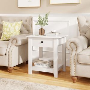 Modern 3-Tier Bedside Nightstand with <b>Open</b> Shelf and <b>Storage</b> Drawer Contemporary Nightstand with Drawer - Product Image 4