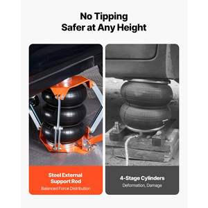 Gato Hidráulico Neumático de Triple Bolsa de 3 Toneladas/6613 Libras con Elevación Rápida de 1-6 Segundos, Columna Elevada de 18.5 Pulgadas y Mango Ajustable para SUV - Product Image 3