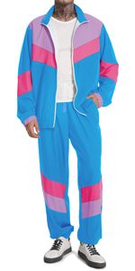 Ensemble de survêtement sportif pour homme avec blocs de couleur, fermeture éclair intégrale, respirant en polyester, deux pièces, style décontracté printemps - Product Image 1