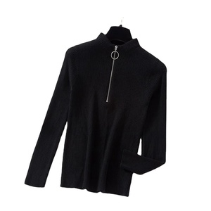 เสื้อสเวตเตอร์ถักสีพื้นสำหรับผู้หญิงเสื้อสเวตเตอร์คอเต่าครึ่งตัวแขนยาววินเทจเสื้อสวมหัวเสื้อลำลองสุดชิค - Product Image 4