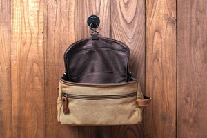 Bolsa de Aseo Grande de Lona y Cuero para Viaje, Neceser Vintage con Logotipo Personalizado, Estuche Organizador de Cosméticos LCTB-0045 - Product Image 5