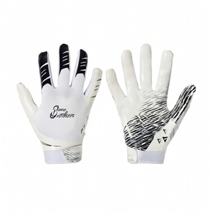 Guantes de Fútbol Americano Blancos y Negros de Alta Calidad – Guantes de Entrenamiento Deportivo con Agarre de Silicona Personalizados de Bana & Brothers - Product Image 1