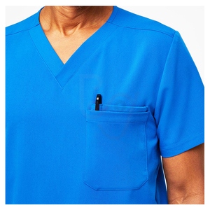 Ensemble de blouses médicales pour hommes en coton et polyester tricoté, pantalon et haut à col en V avec poche, prêt pour le stéthoscope - Product Image 6