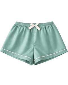 Ensemble de pyjama pour femme en satin vert menthe personnalisé, manches courtes, boutonné, style soie, deux pièces, vêtements de nuit, ensemble de shorts de détente - Product Image 2