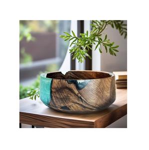 Cuenco de resina epoxi y madera de alta gama con base de madera artesanal y detalles artísticos en resina para cocinas modernas - Product Image 1