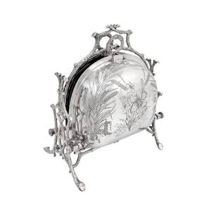 Antique Silver Plated Folding Biscuit Box Victorian Scallop Shell Design Engraved Biscuit Warmer Collectible Tableware - Product Image 6